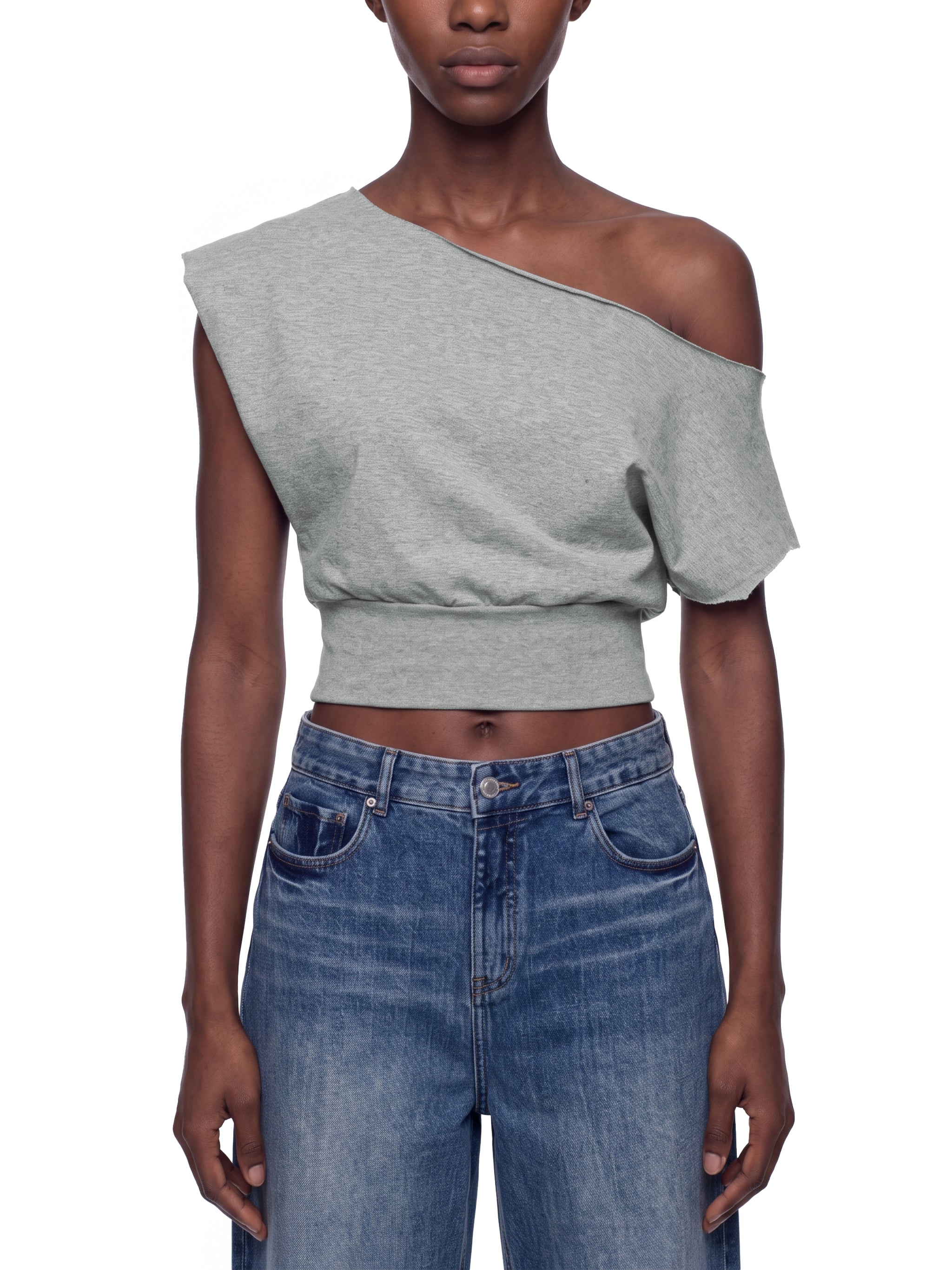 Women’s Boatneck Raw Edge Crop T-Shirt
